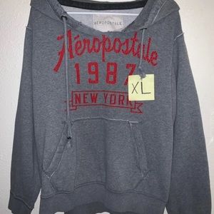 Aeropostale grey red hoodie sweatshirt